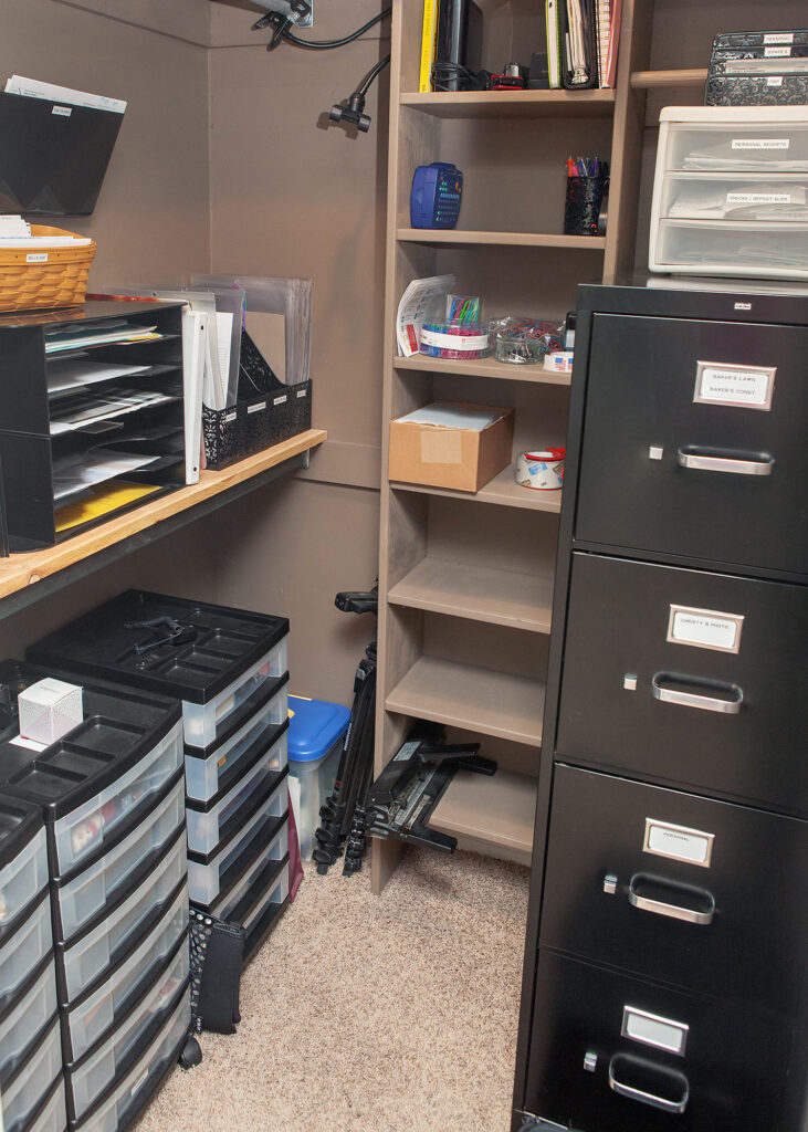 Home office closet organization