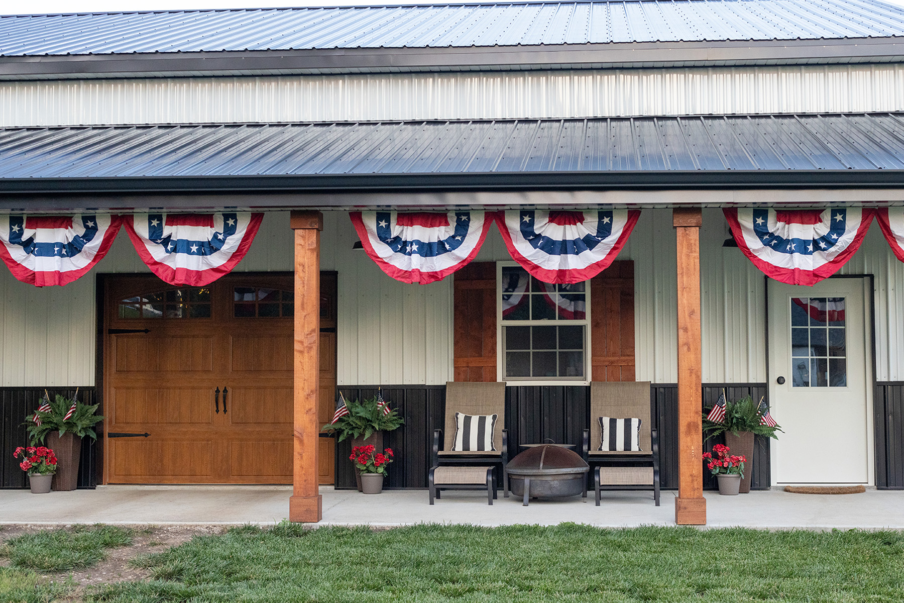 Patriotic Barn Porch 2024