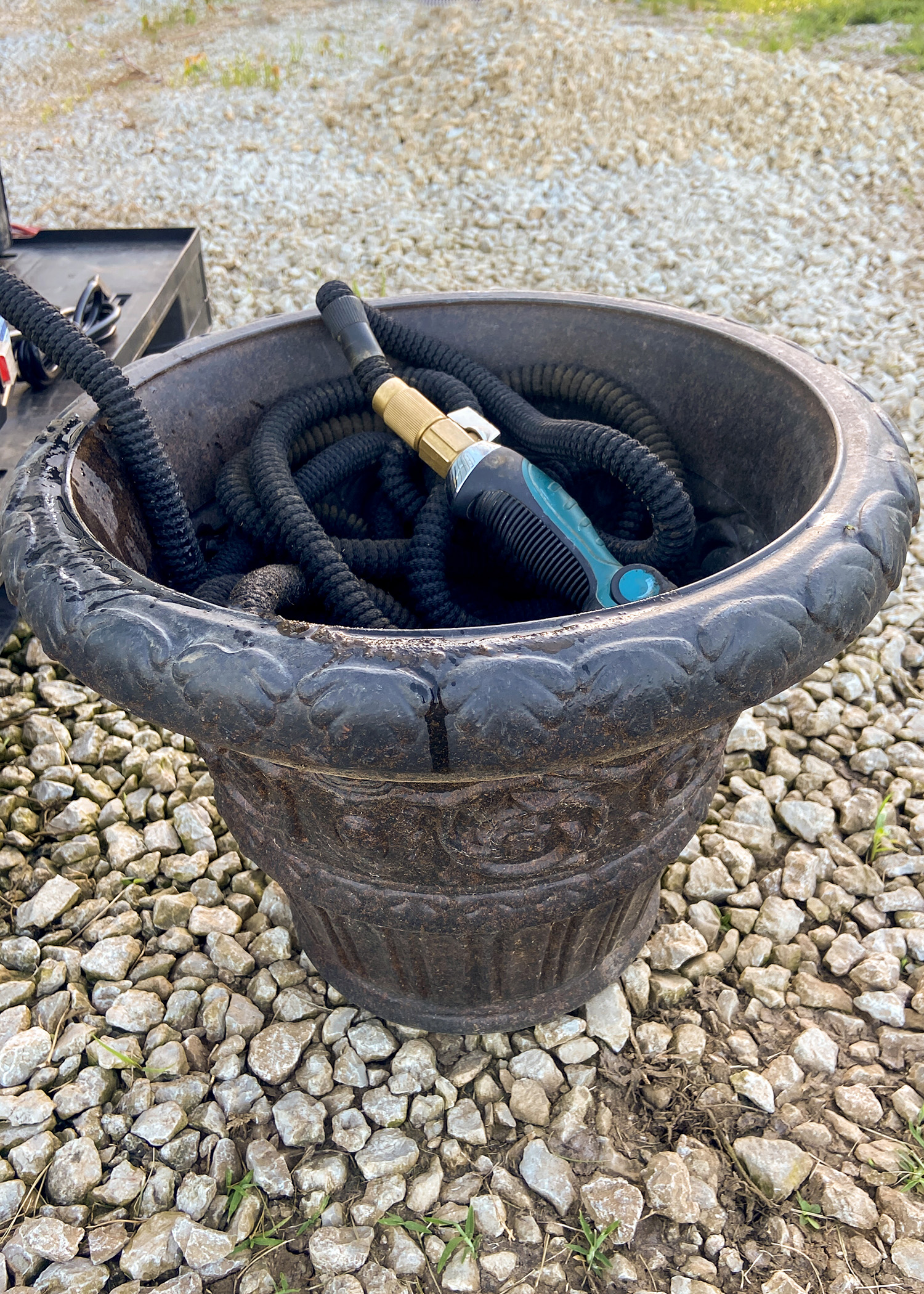 Rainwater Collection Hose Pot