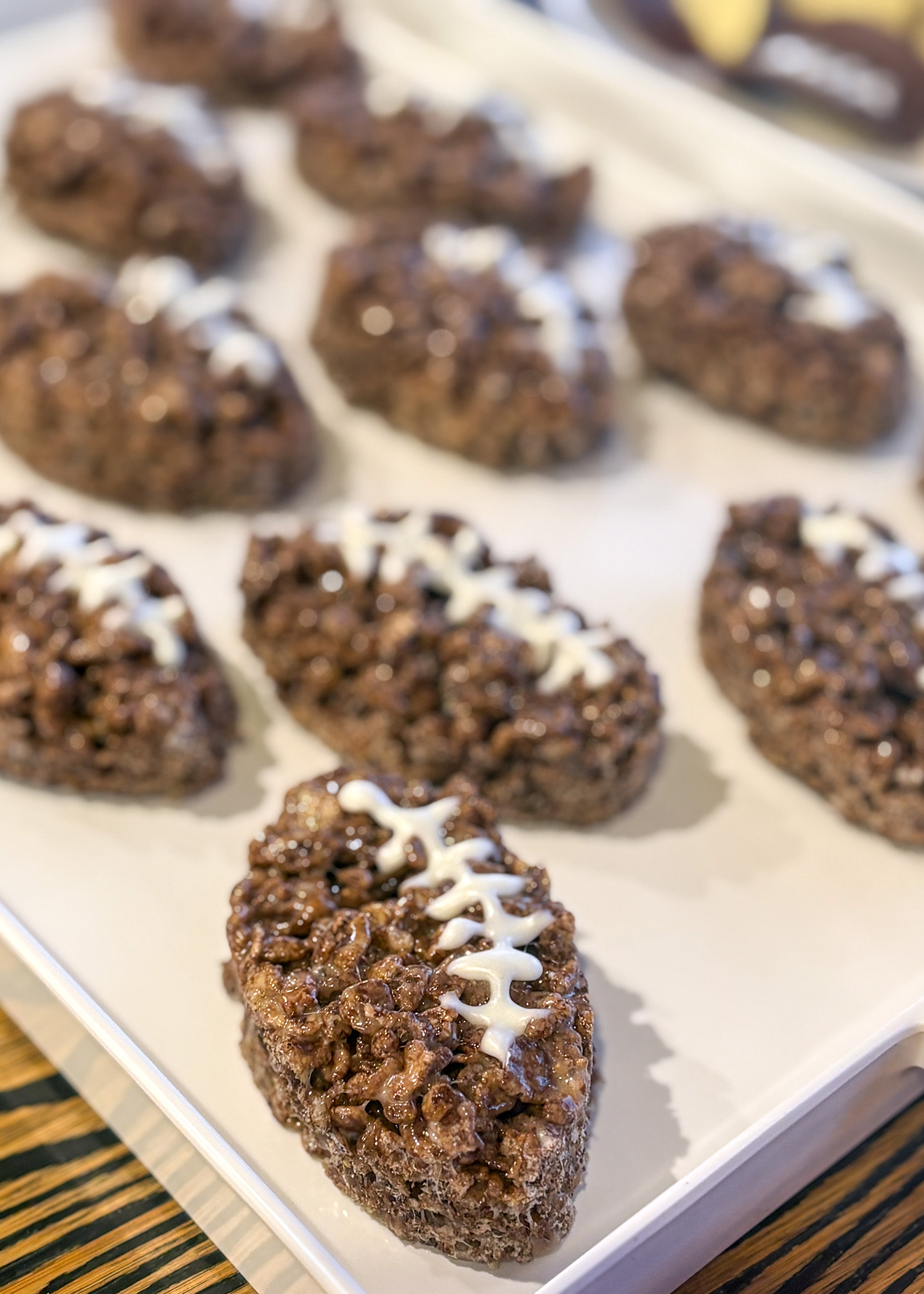 Super Bowl Party Chocolate Rice Krispie Footballs