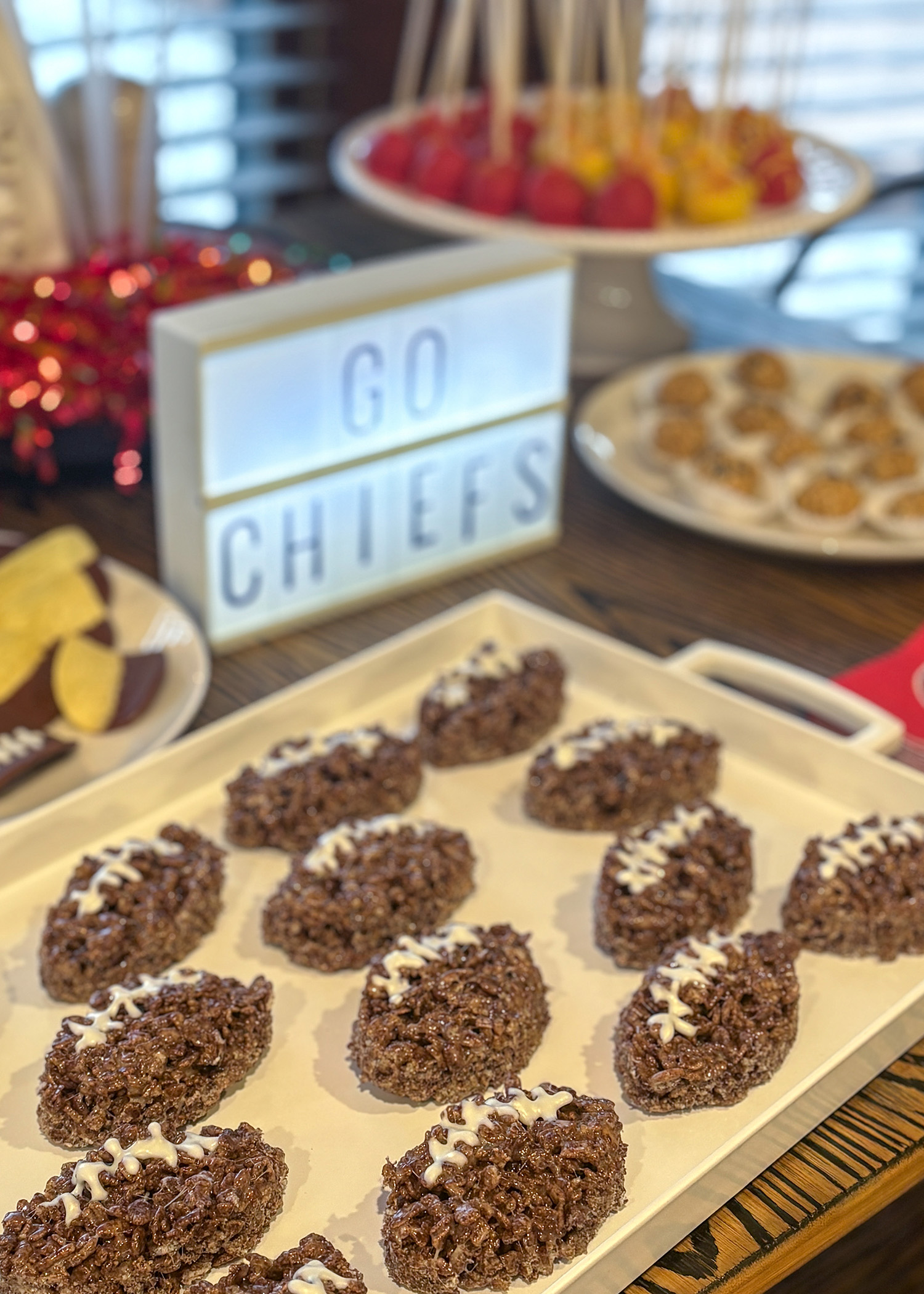 Super Bowl Party Chocolate Rice Krispies Footballs